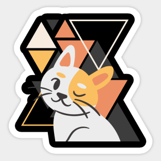 Cute ginger cat little cat yawning in triangles background adorable kitty Kittenlove Sticker